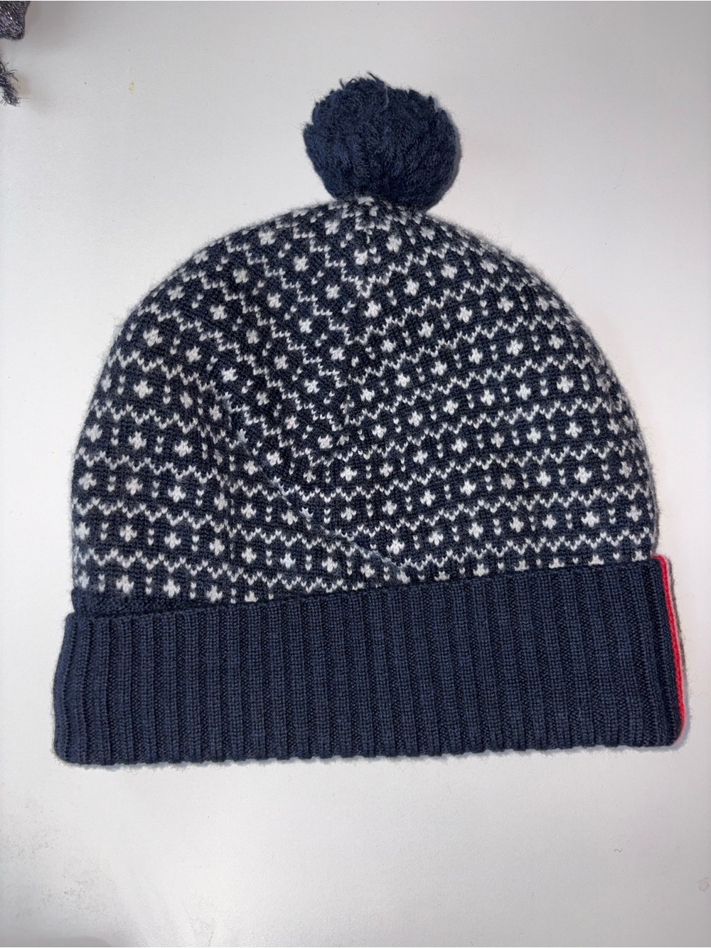 Amundsen Oslo Wool Beanie Nordic Pom Hat Navy White